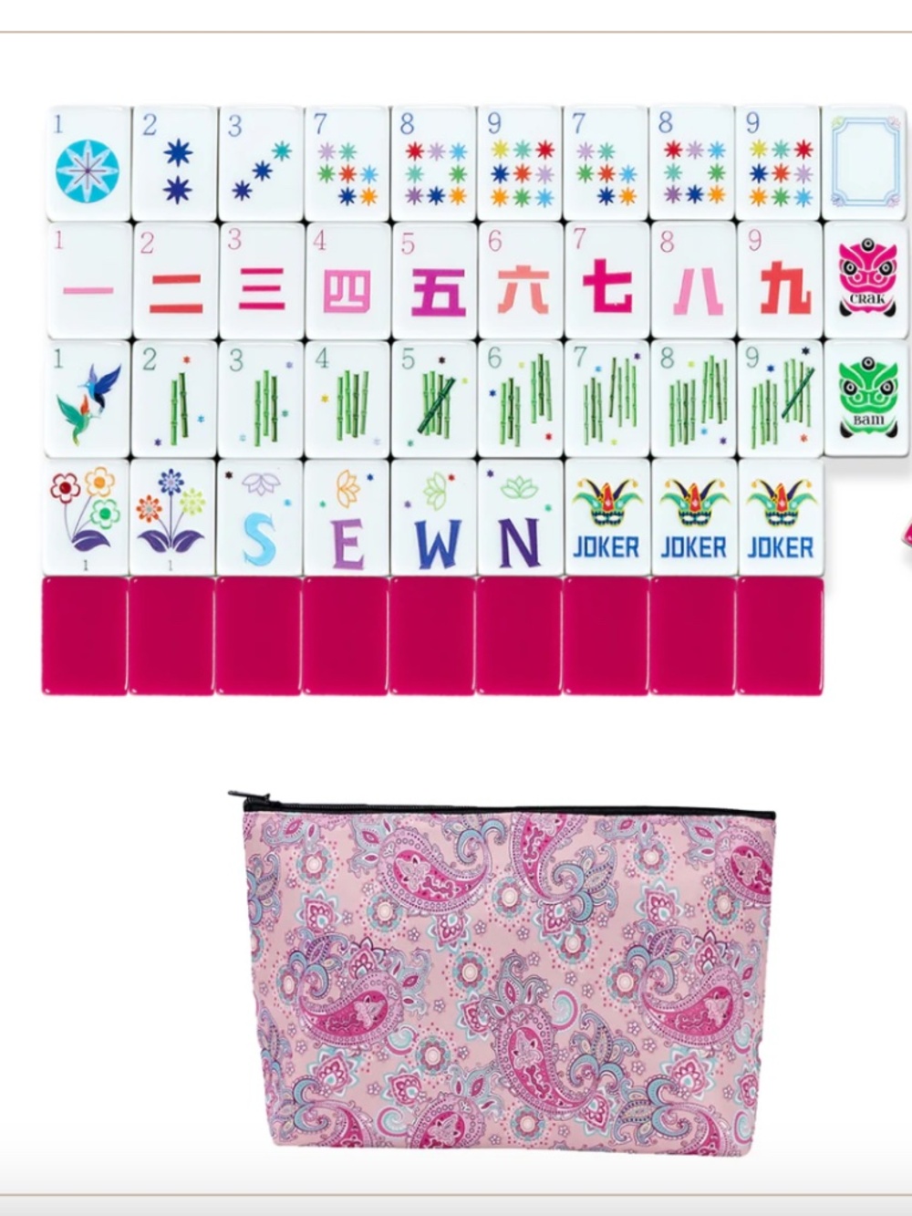 Sweet Jojo Mahjong 160 pc American Mahjong Tile Set and Tile Bag, New Unopened